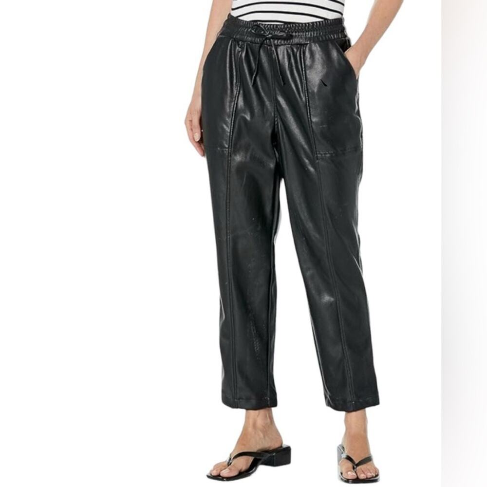 UEC CALVIN KLEIN BLACK FAUX LEATHER CARGO PANTS SZ 8